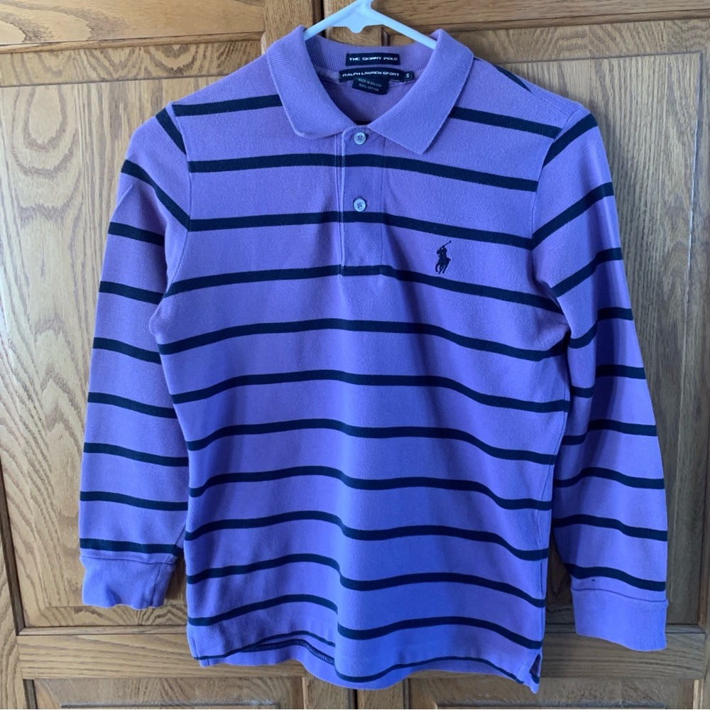 Purple Striped Women’s Skinny Polo Shirt